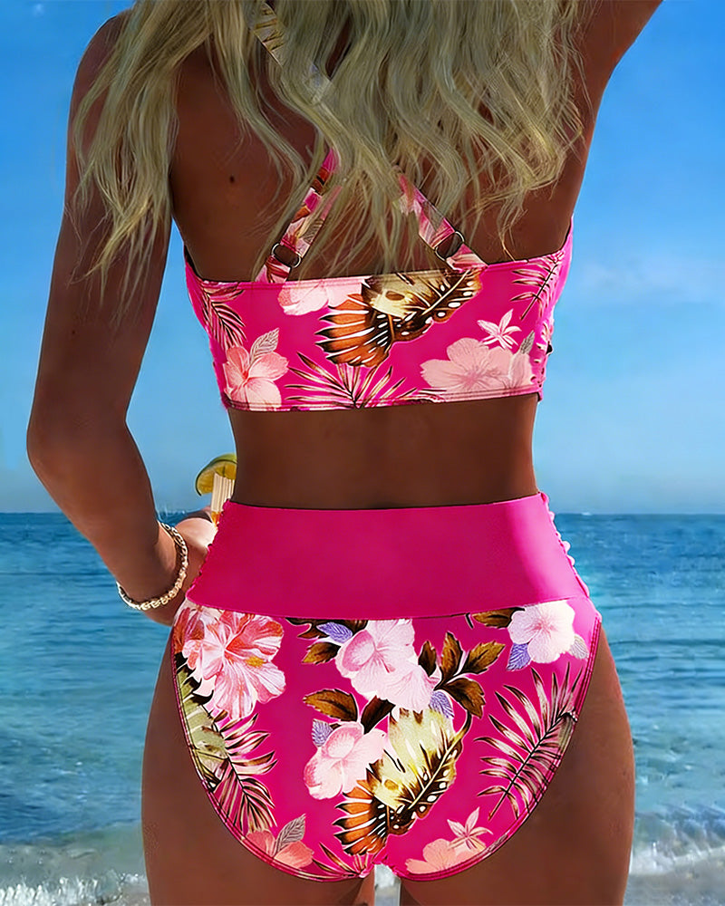 Eduarda - Bikini med kontrasterende blomsterprint og slids