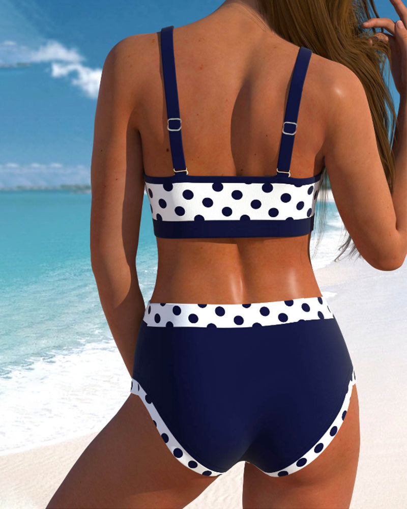 Piedade - Højtaljet bikinitop med patchwork-design