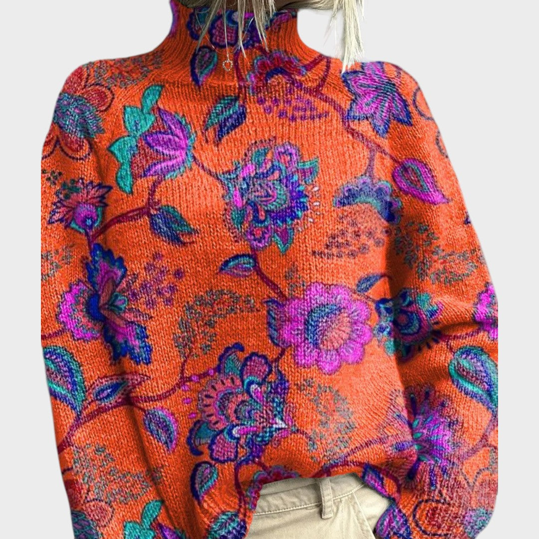 Lígia - Striktrøje med kunstnerisk motiv