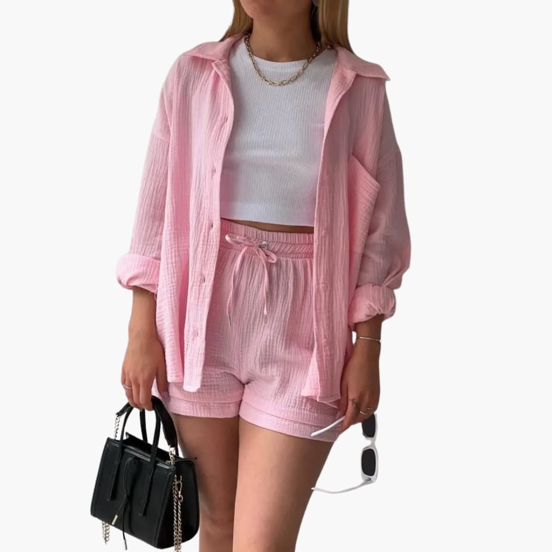 Luísa - Sæt med linnedskjorte og -shorts