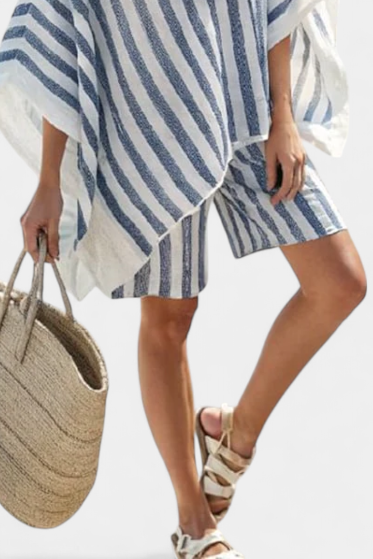 Salomé - Stribet Sæt med Bluse og Shorts