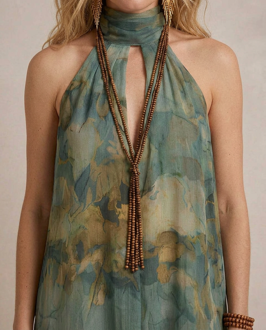 Flora - Boho maxikjole i blomstret chiffon