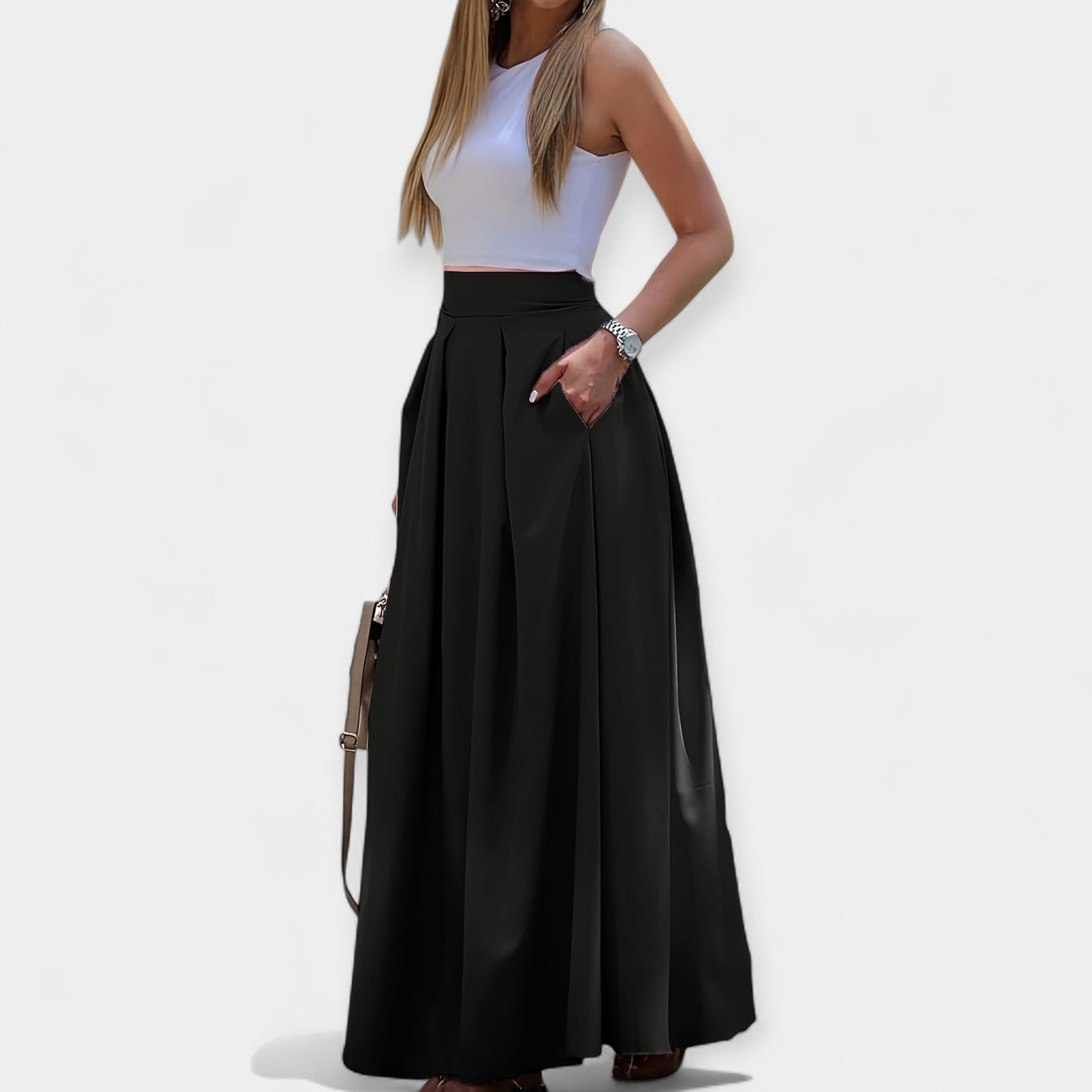 Paula - Stilfuld Midi-nederdel