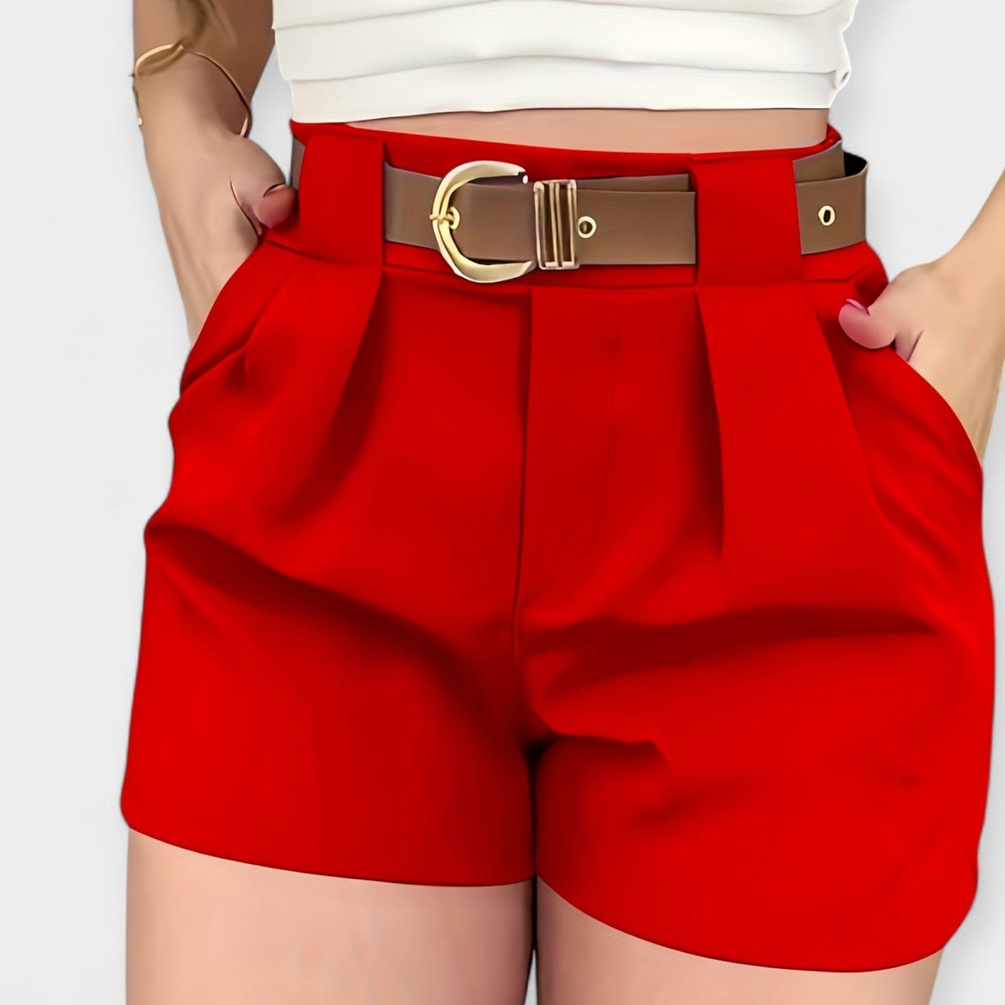 Plisserede shorts med høj talje