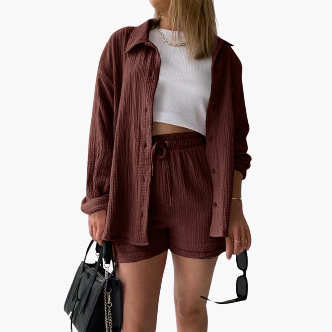 Luísa - Sæt med linnedskjorte og -shorts