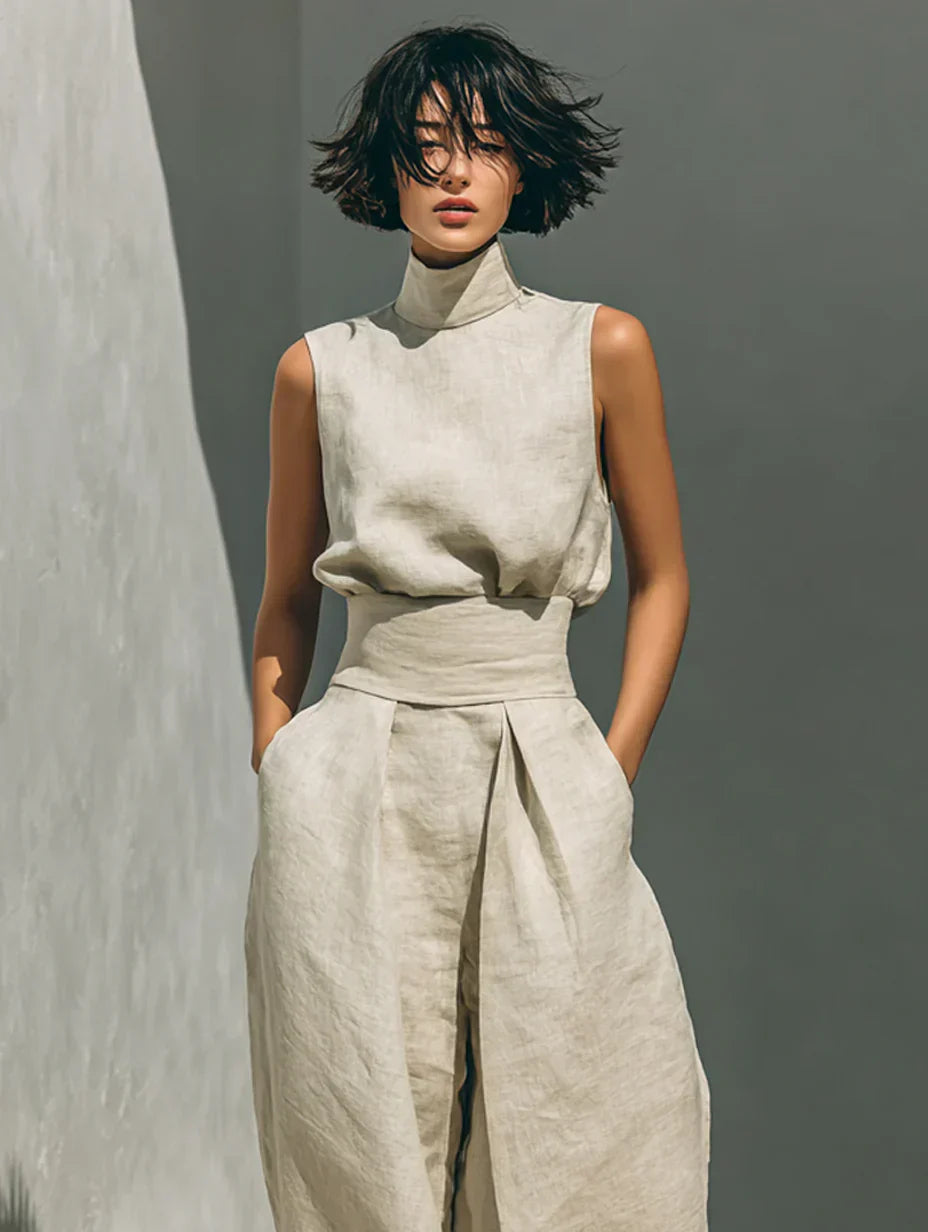 Blomst | Minimalistisk bluse- og buksesæt
