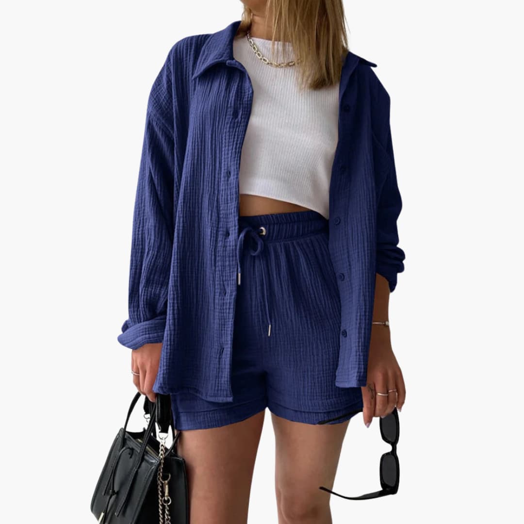 Luísa - Sæt med linnedskjorte og -shorts