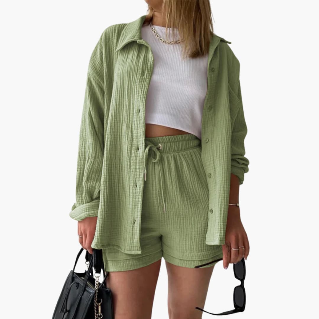 Luísa - Sæt med linnedskjorte og -shorts