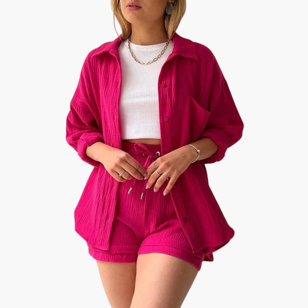 Luísa - Sæt med linnedskjorte og -shorts