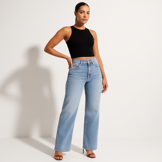 Aline - Mellemhøje elastiske jeans