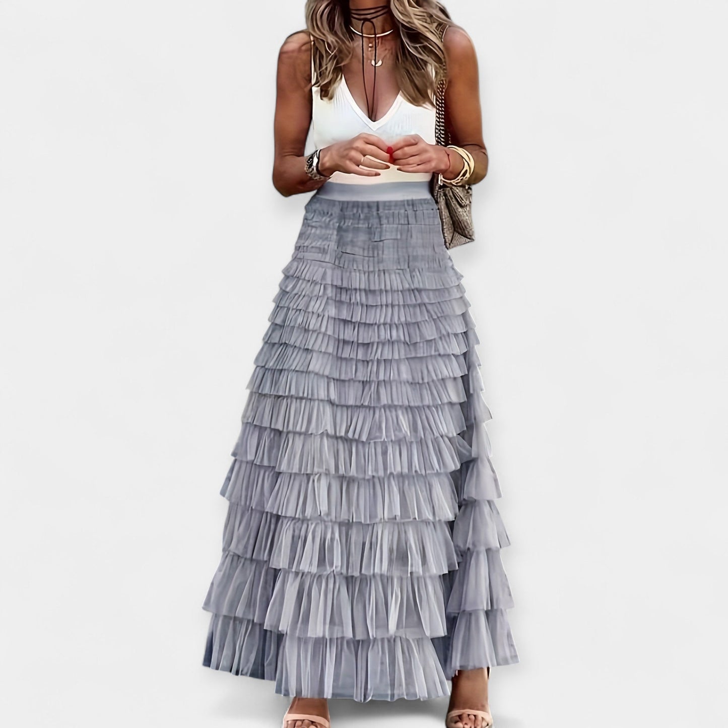 Martina - Boho nederdel med satinfinish