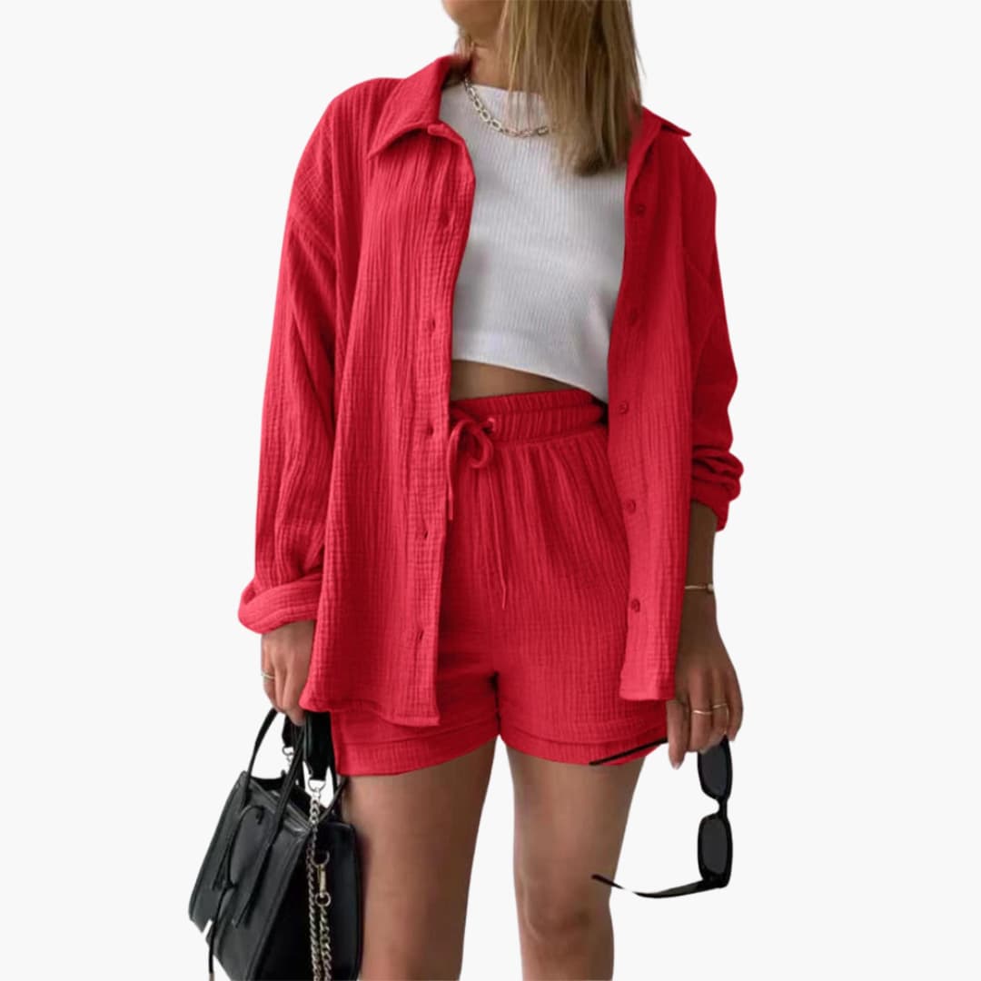 Luísa - Sæt med linnedskjorte og -shorts