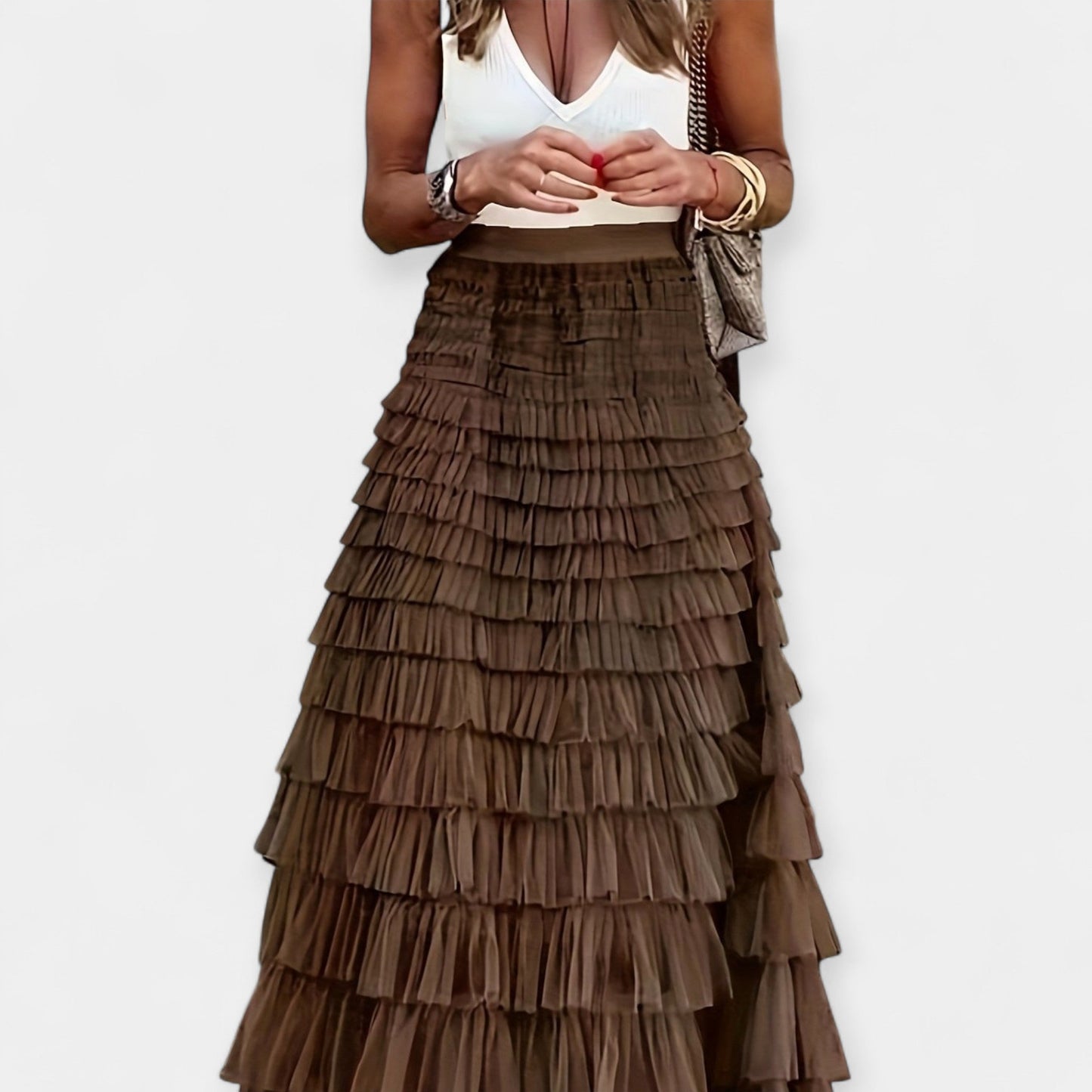 Martina - Boho nederdel med satinfinish