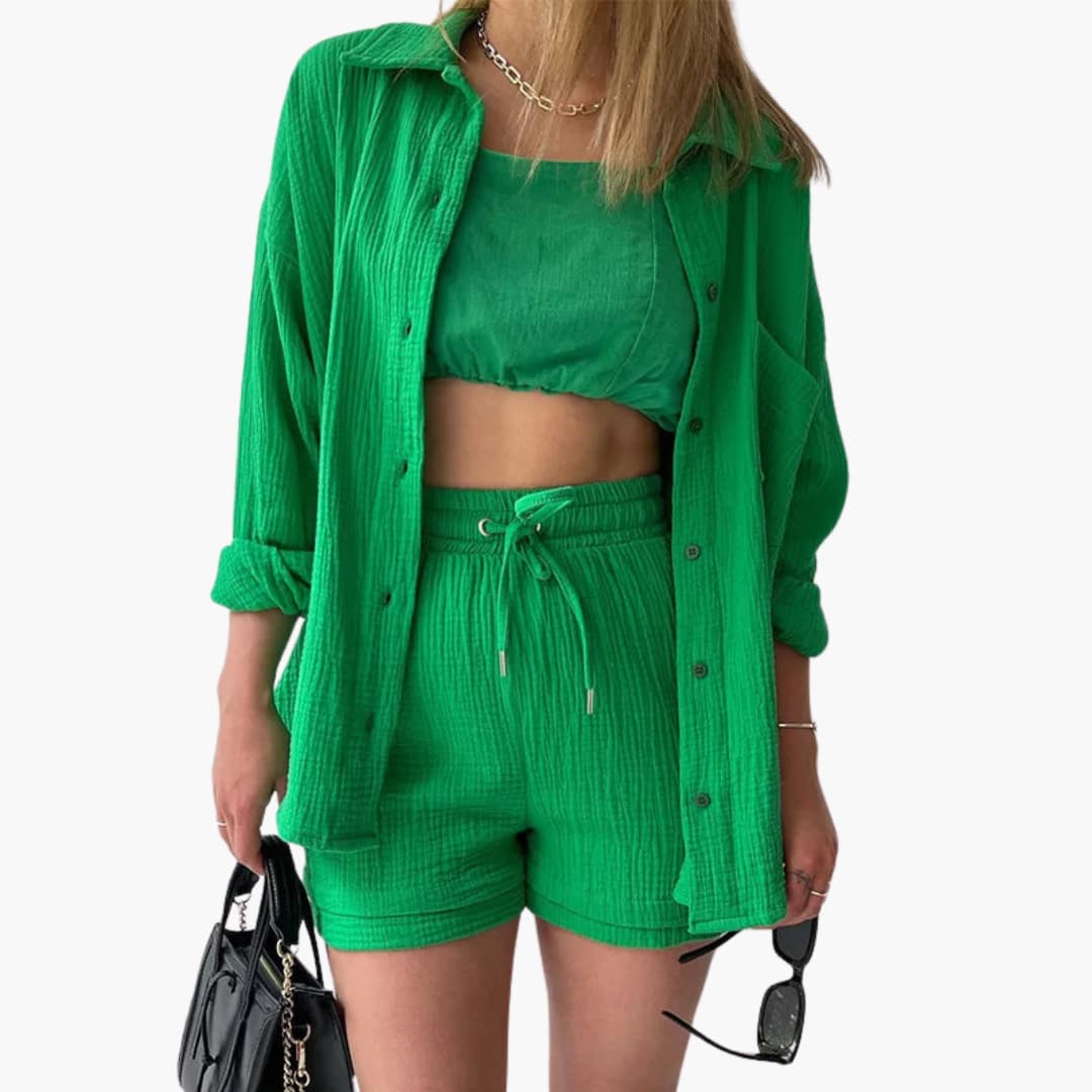 Luísa - Sæt med linnedskjorte og -shorts