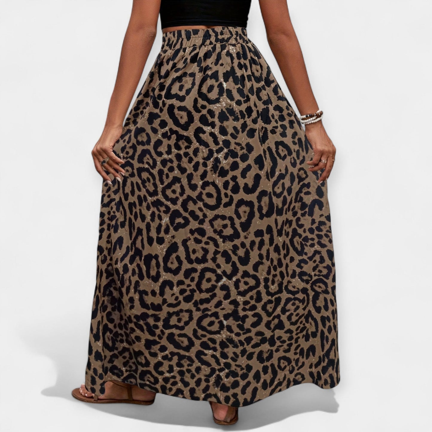Lara - Midinederdel med leopardprint