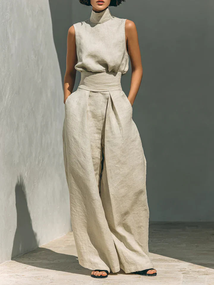 Blomst | Minimalistisk bluse- og buksesæt