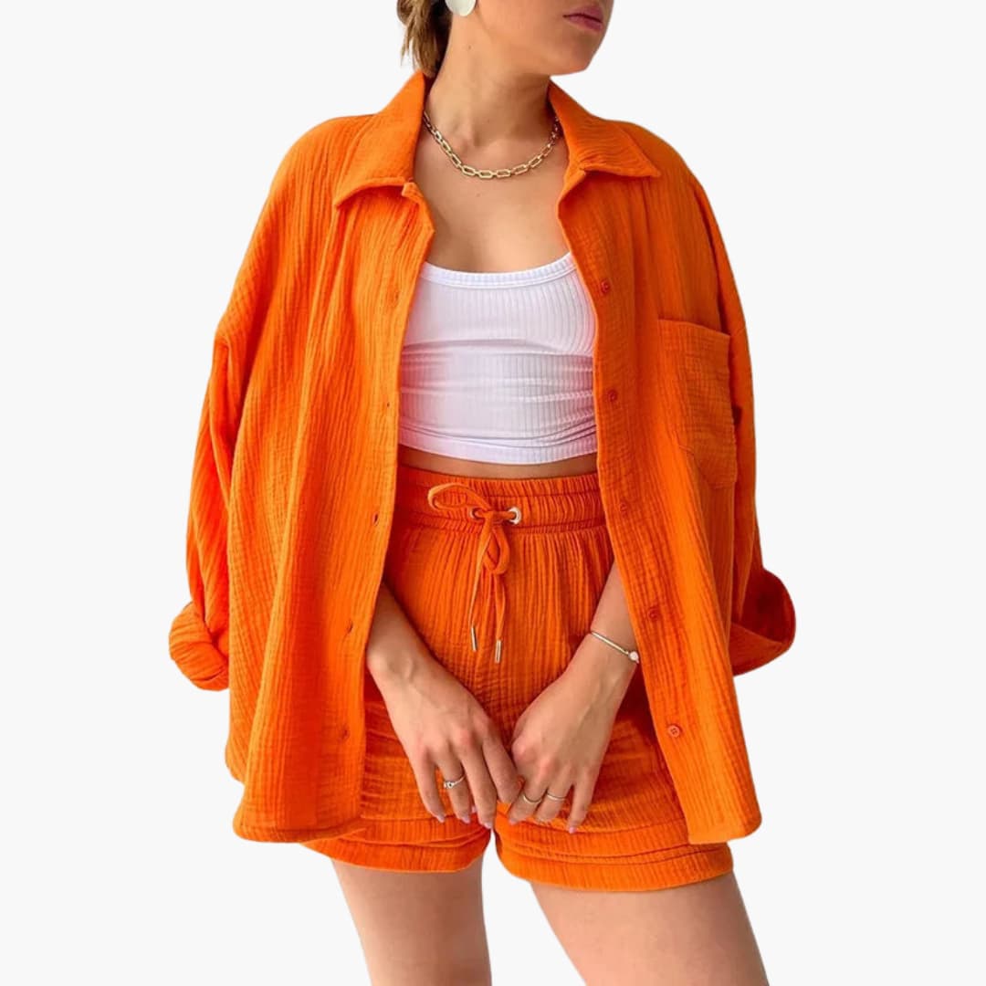 Luísa - Sæt med linnedskjorte og -shorts