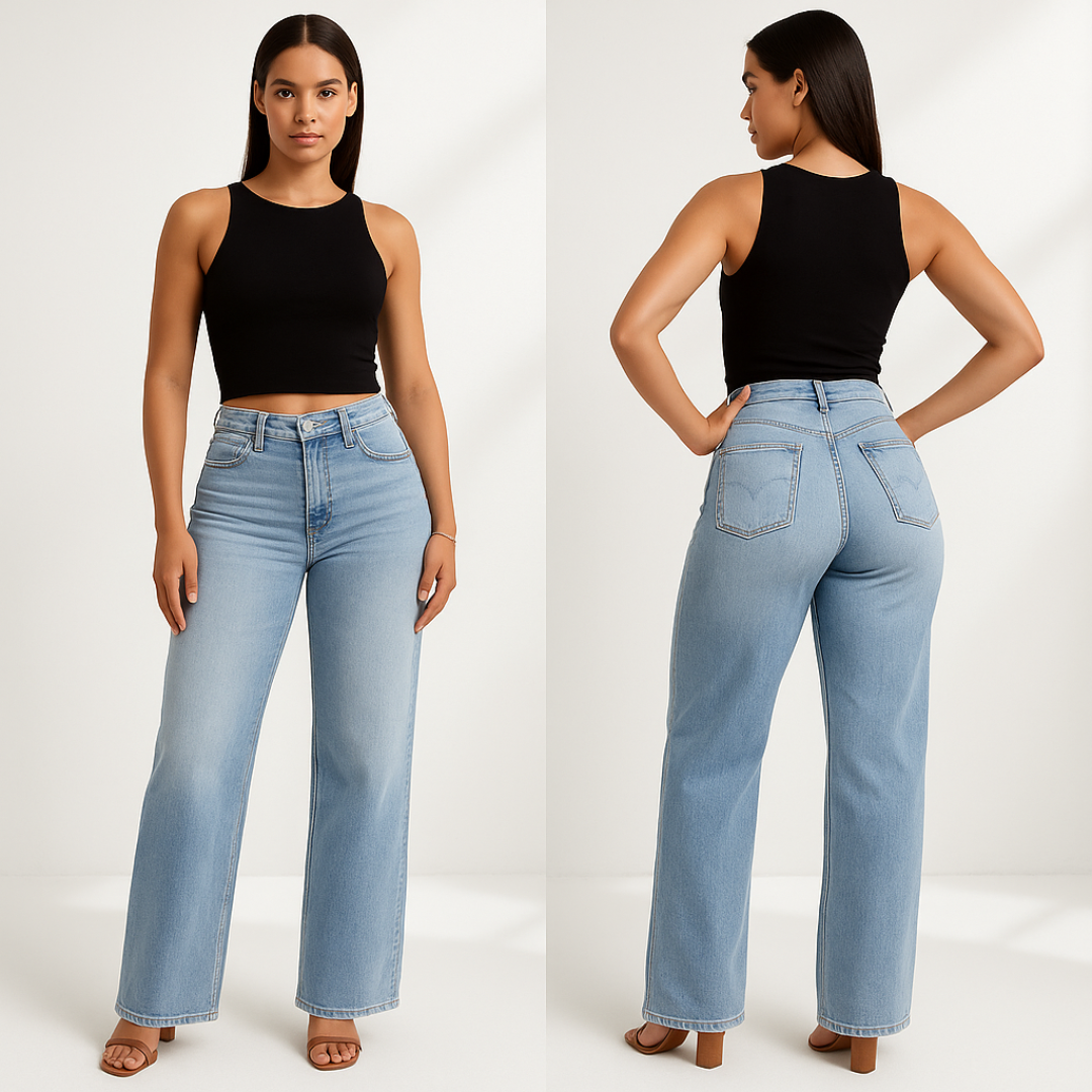 Aline - Mellemhøje elastiske jeans