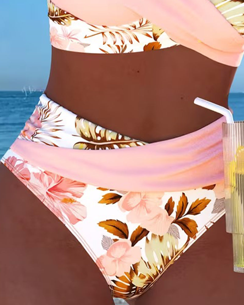 Eduarda - Bikini med kontrasterende blomsterprint og slids