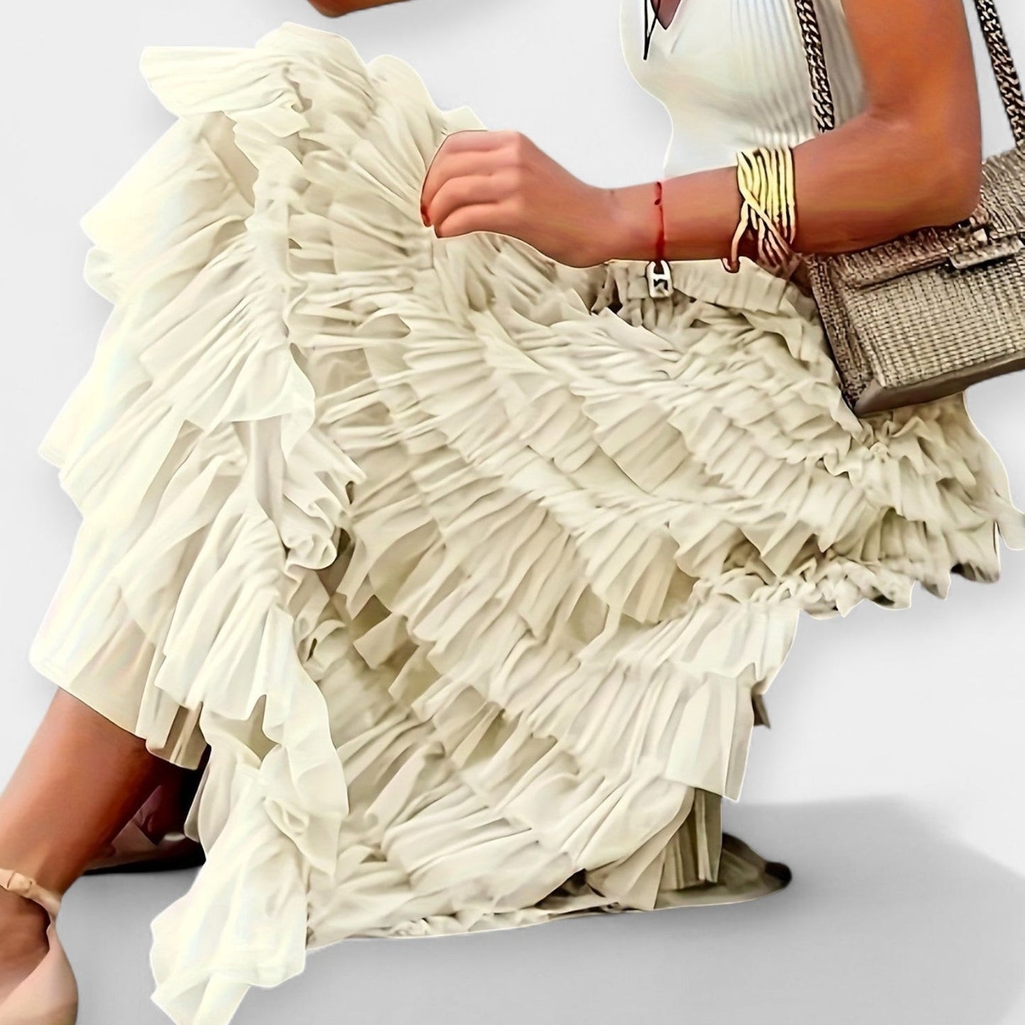 Martina - Boho nederdel med satinfinish