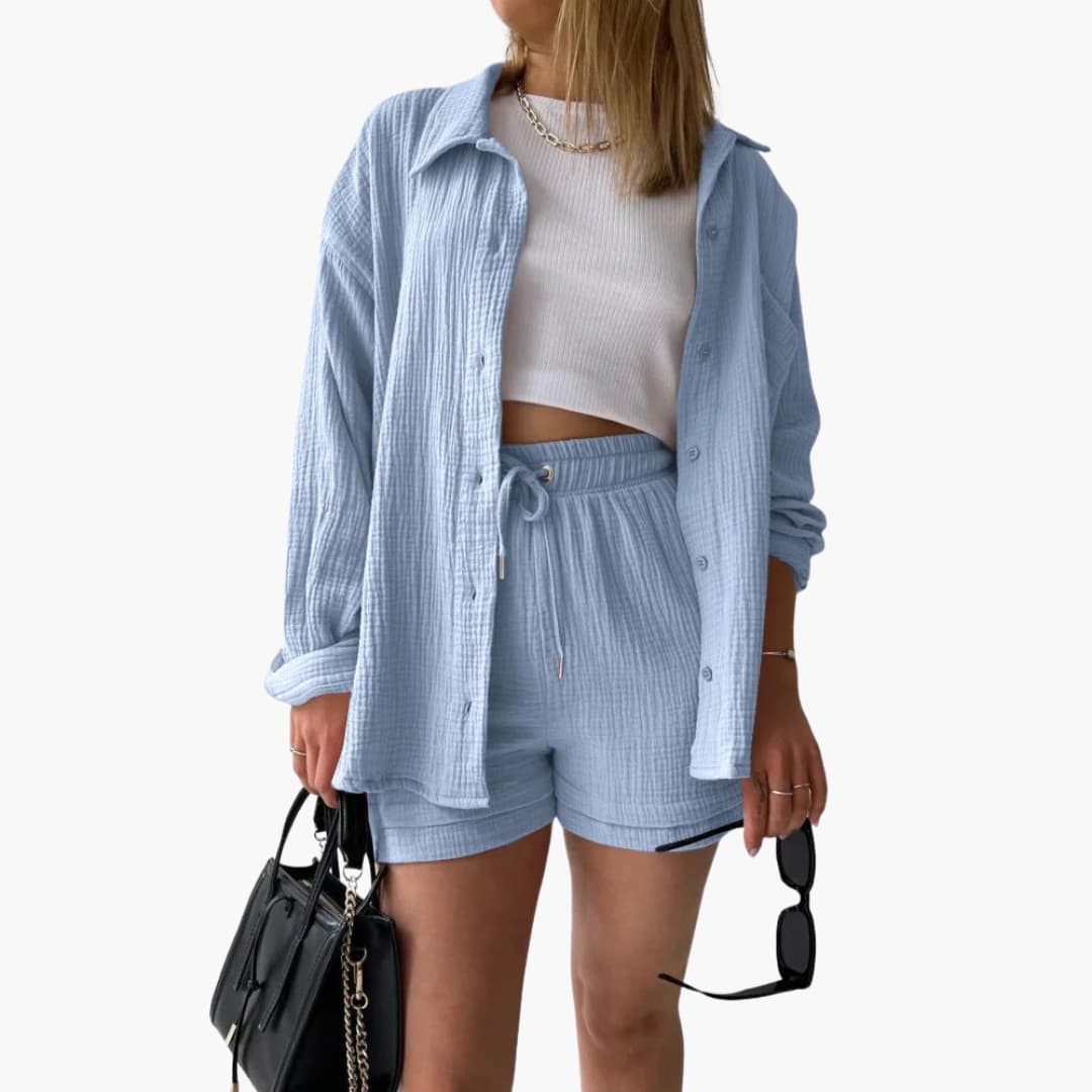 Luísa - Sæt med linnedskjorte og -shorts