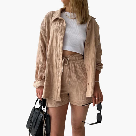 Luísa - Sæt med linnedskjorte og -shorts