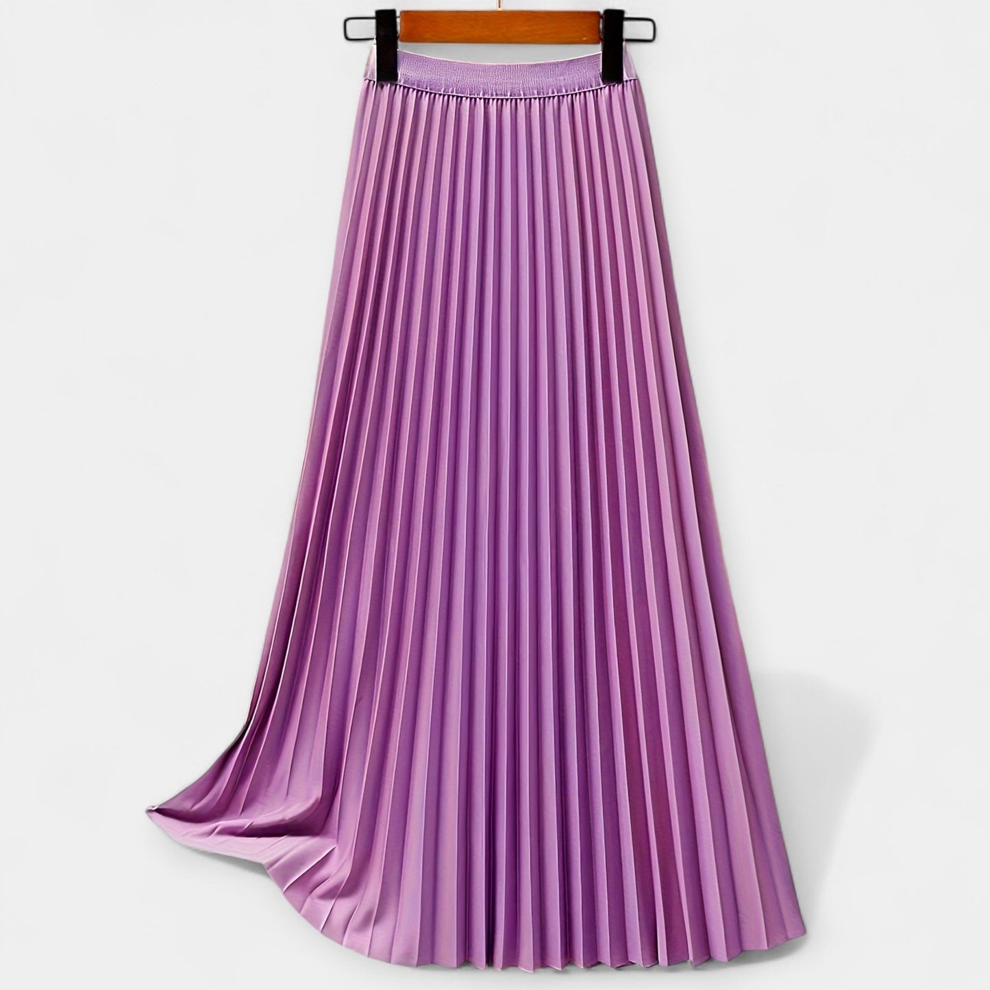 Sandra - Lang Plisseret Satinskirt
