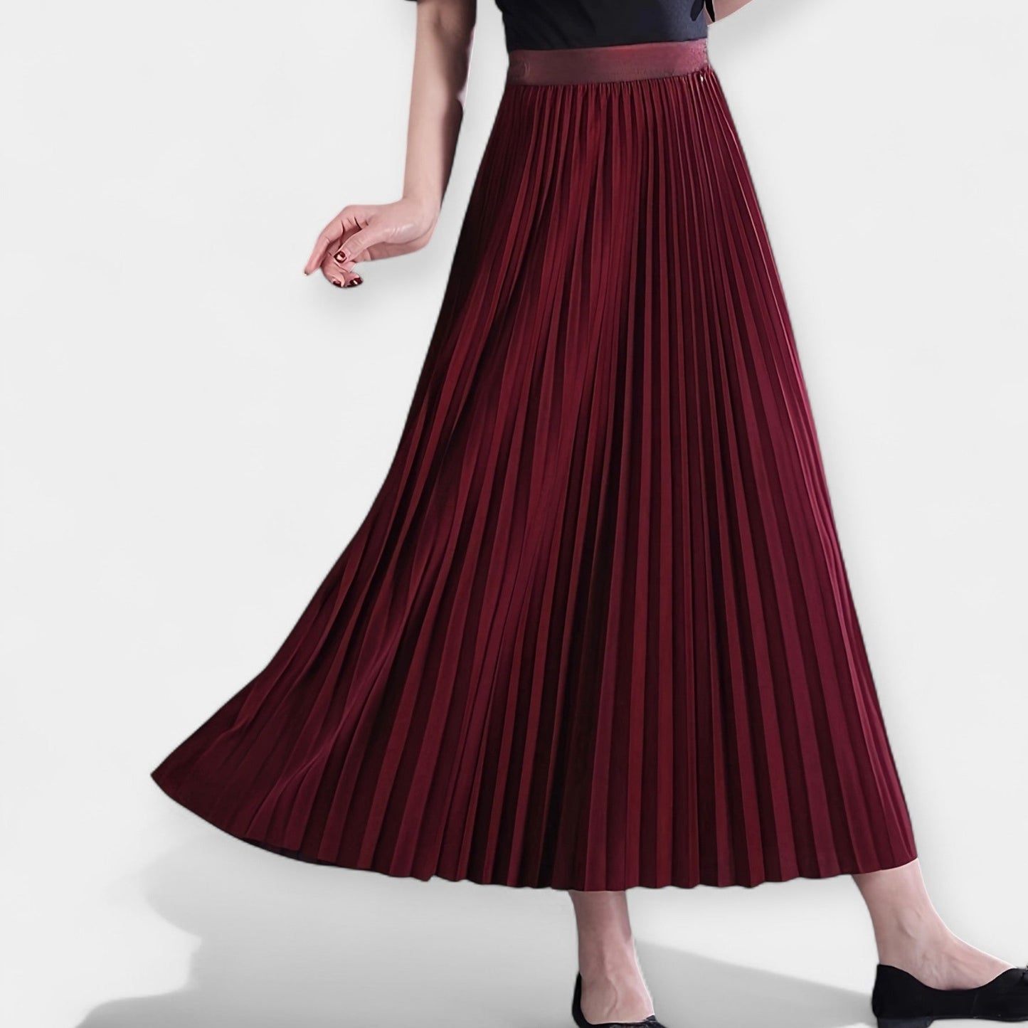 Sandra - Lang Plisseret Satinskirt