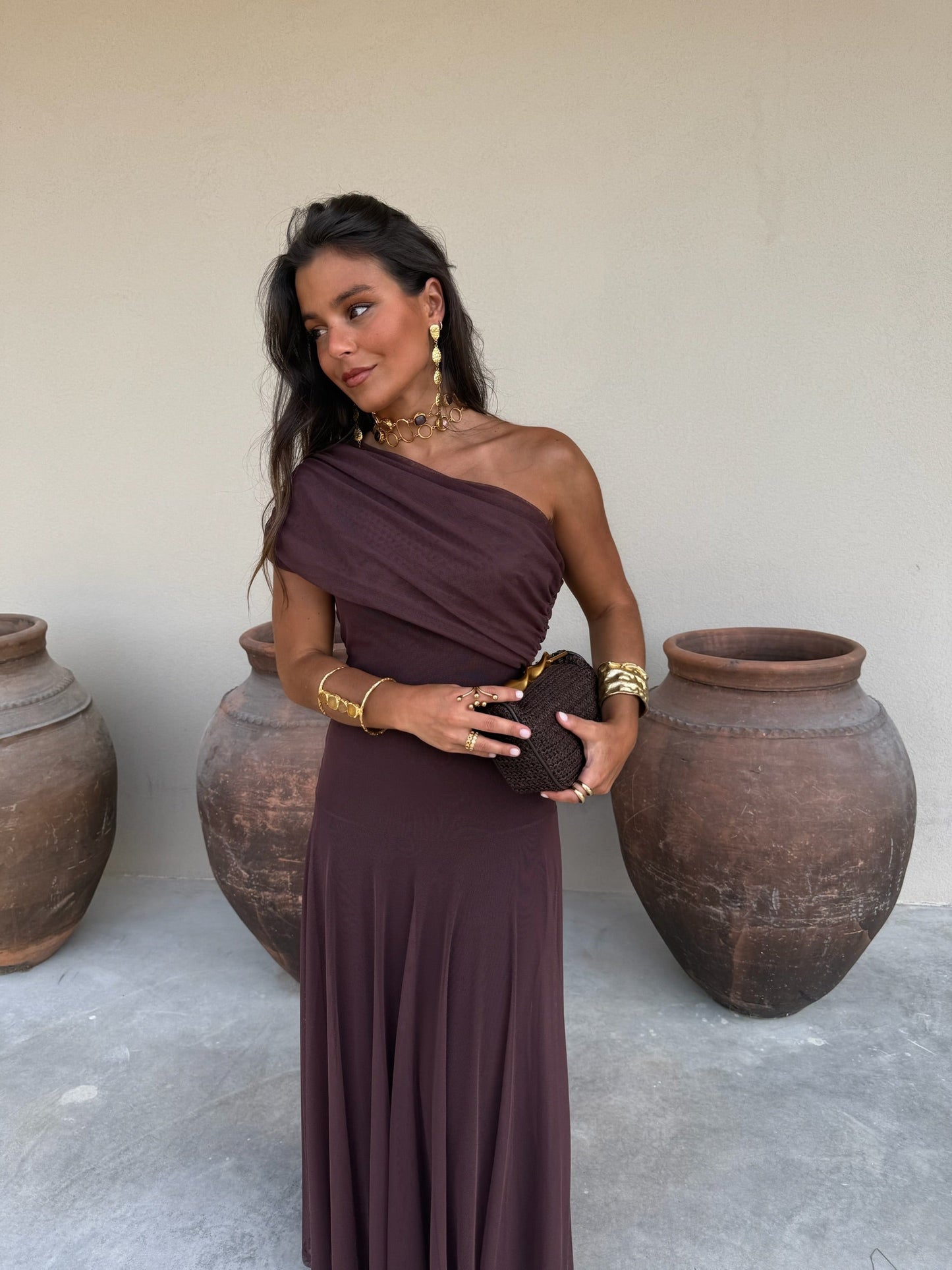 Joana - Brun lang kjole