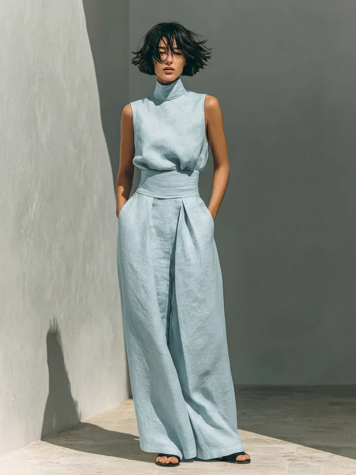 Blomst | Minimalistisk bluse- og buksesæt