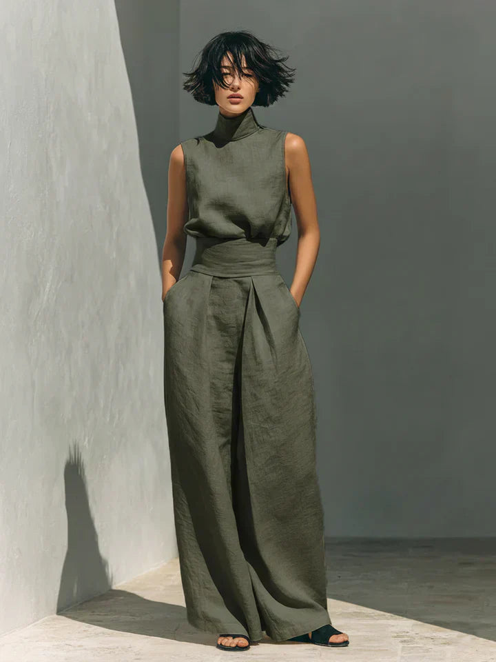 Blomst | Minimalistisk bluse- og buksesæt