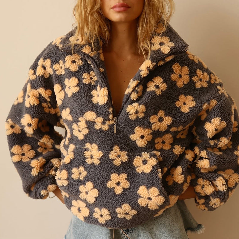 Daisy - Blomstret fleecetrøje