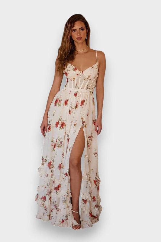 Sónia - Midikjole med blomstermønster