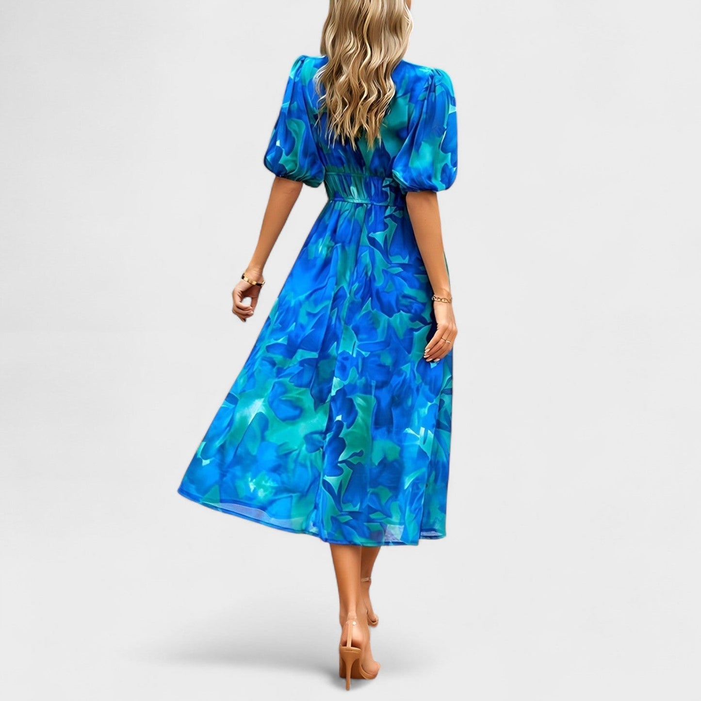 Clara - Elegant blomstret midikjole
