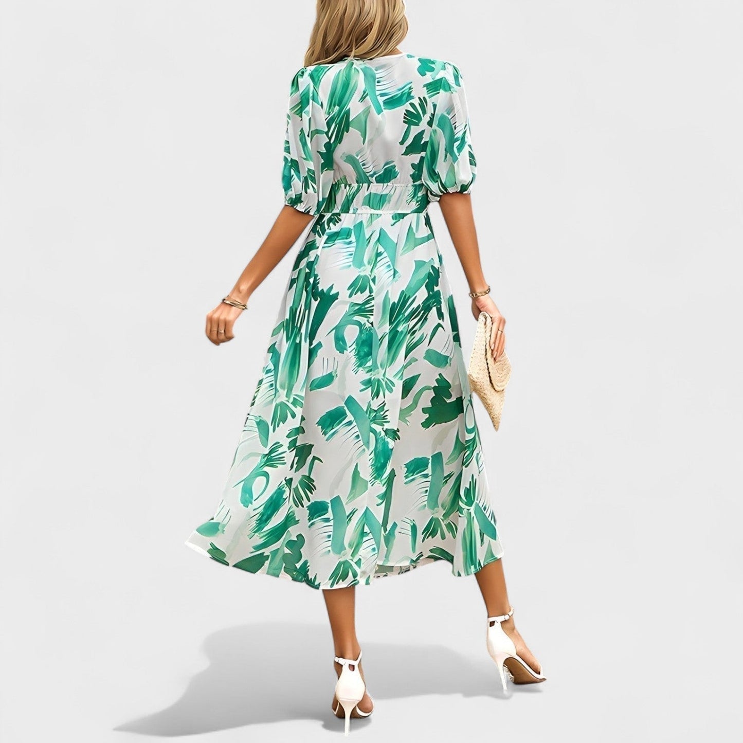 Clara - Elegant blomstret midikjole