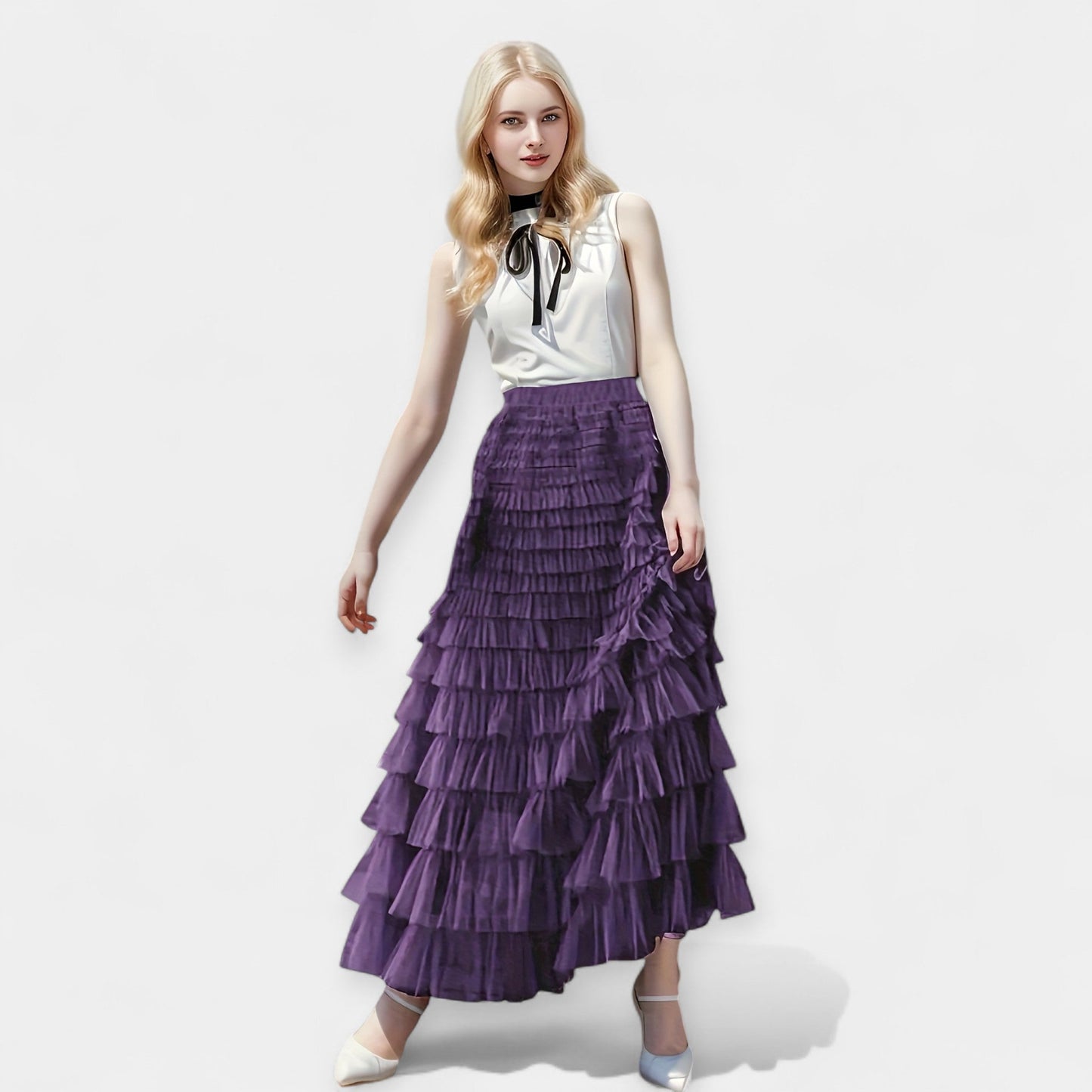 Rafaela - Elegant nederdel med tyl-detalje