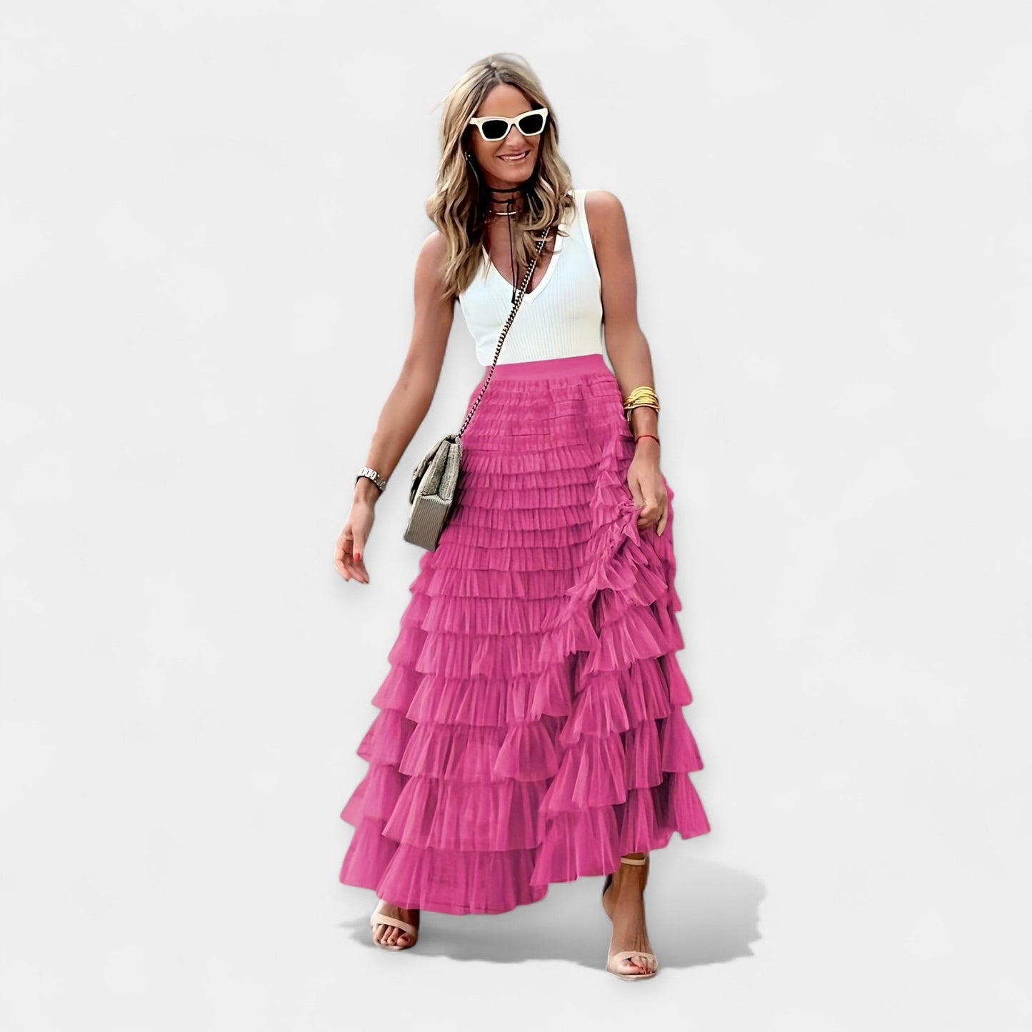 Martina - Boho nederdel med satinfinish
