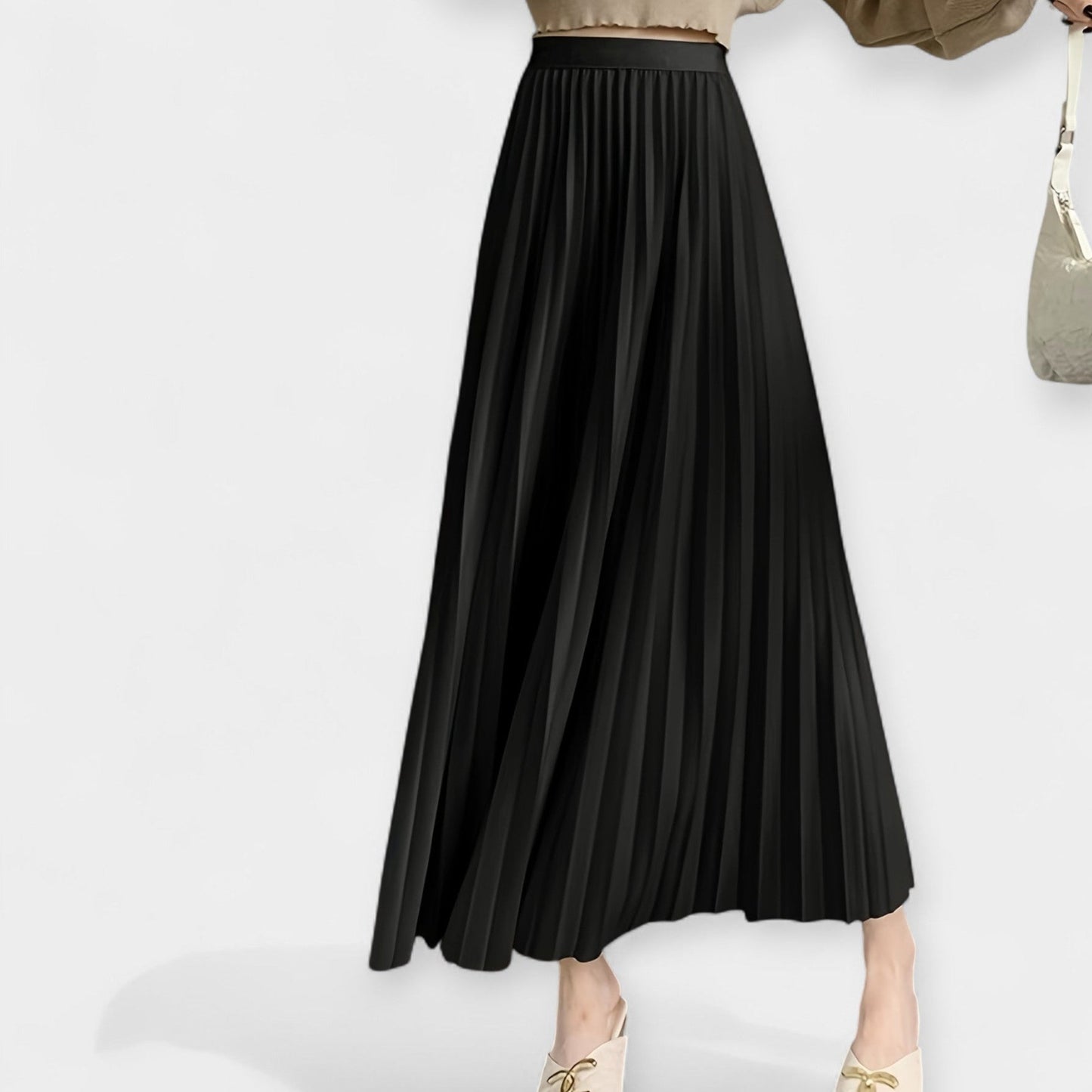 Sandra - Lang Plisseret Satinskirt