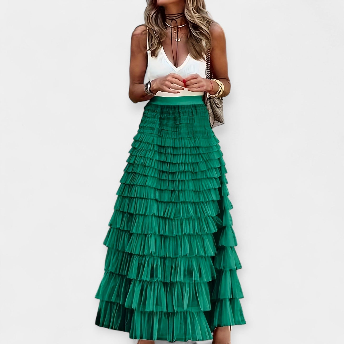 Martina - Boho nederdel med satinfinish