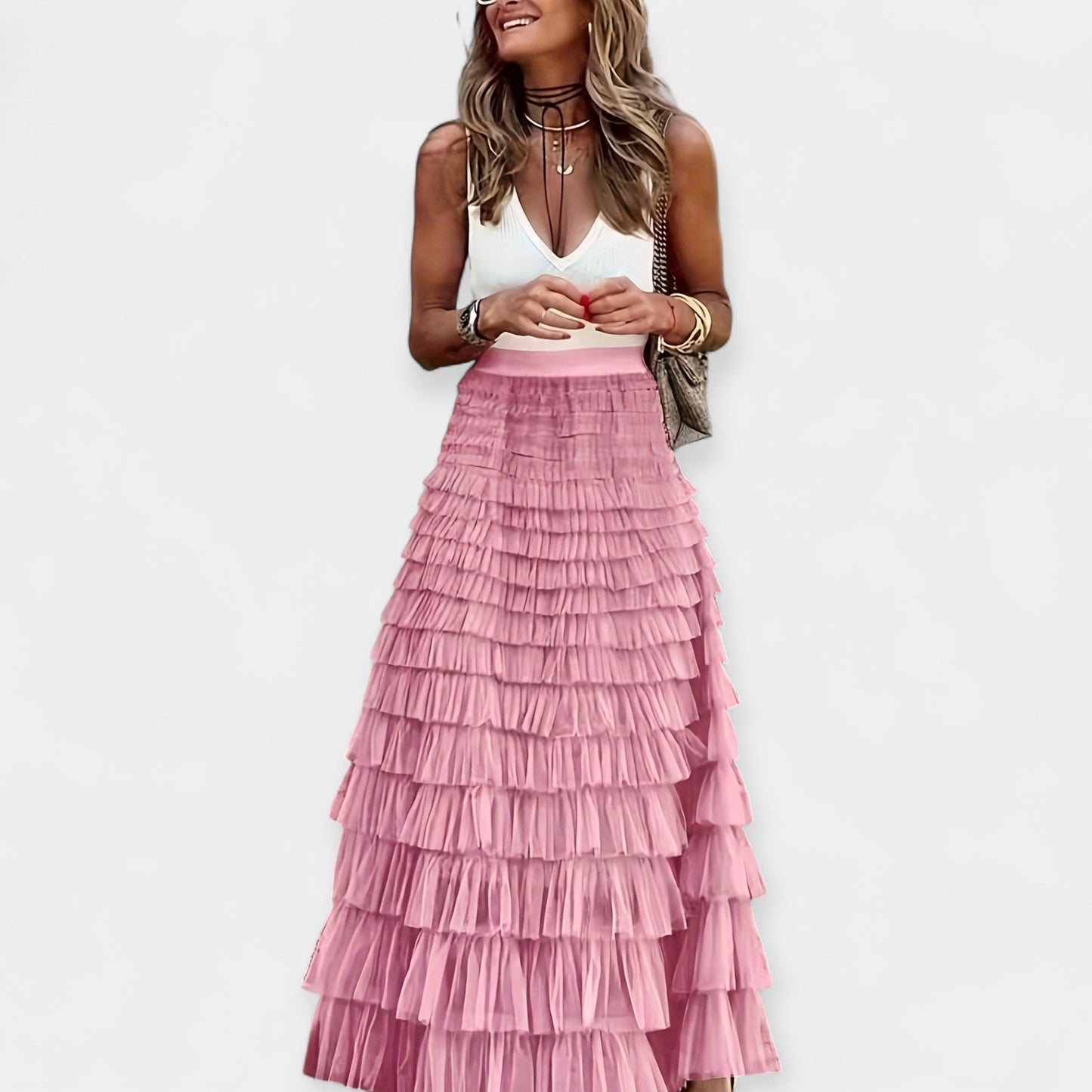 Martina - Boho nederdel med satinfinish