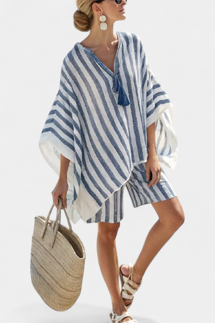Salomé - Stribet Sæt med Bluse og Shorts
