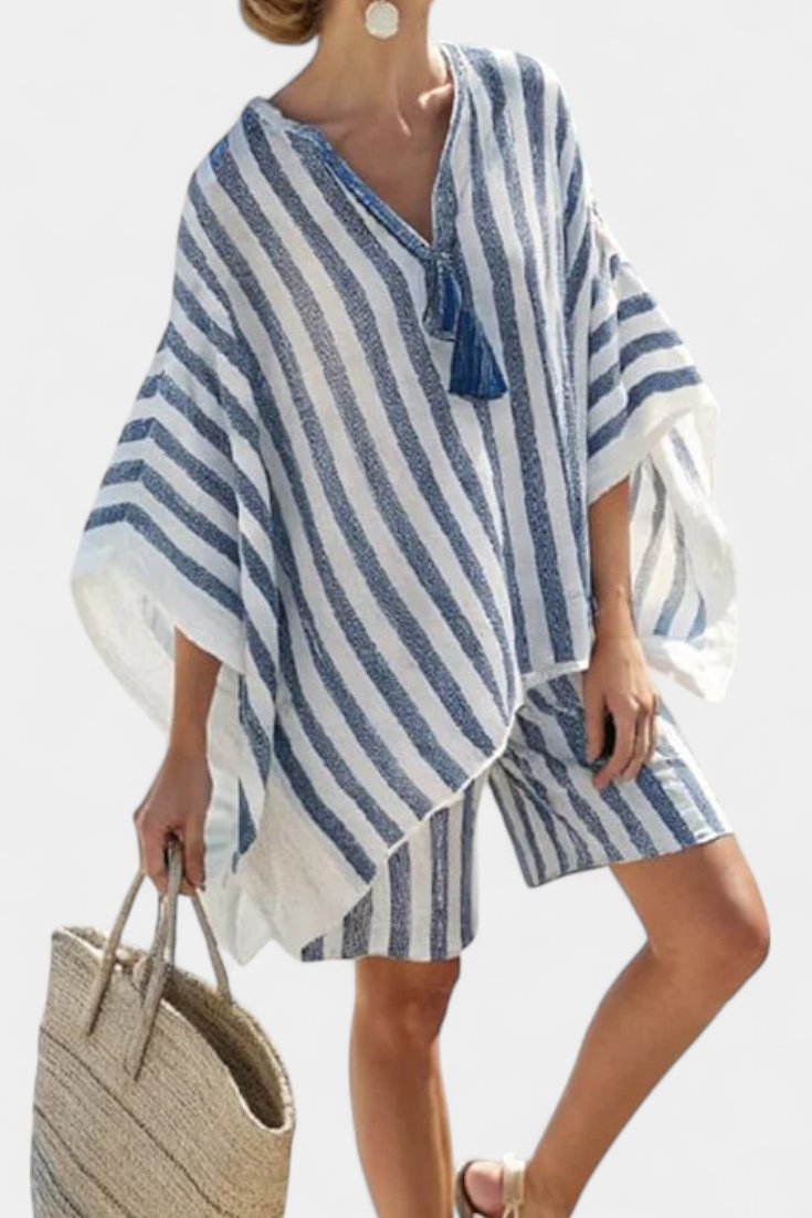 Salomé - Stribet Sæt med Bluse og Shorts