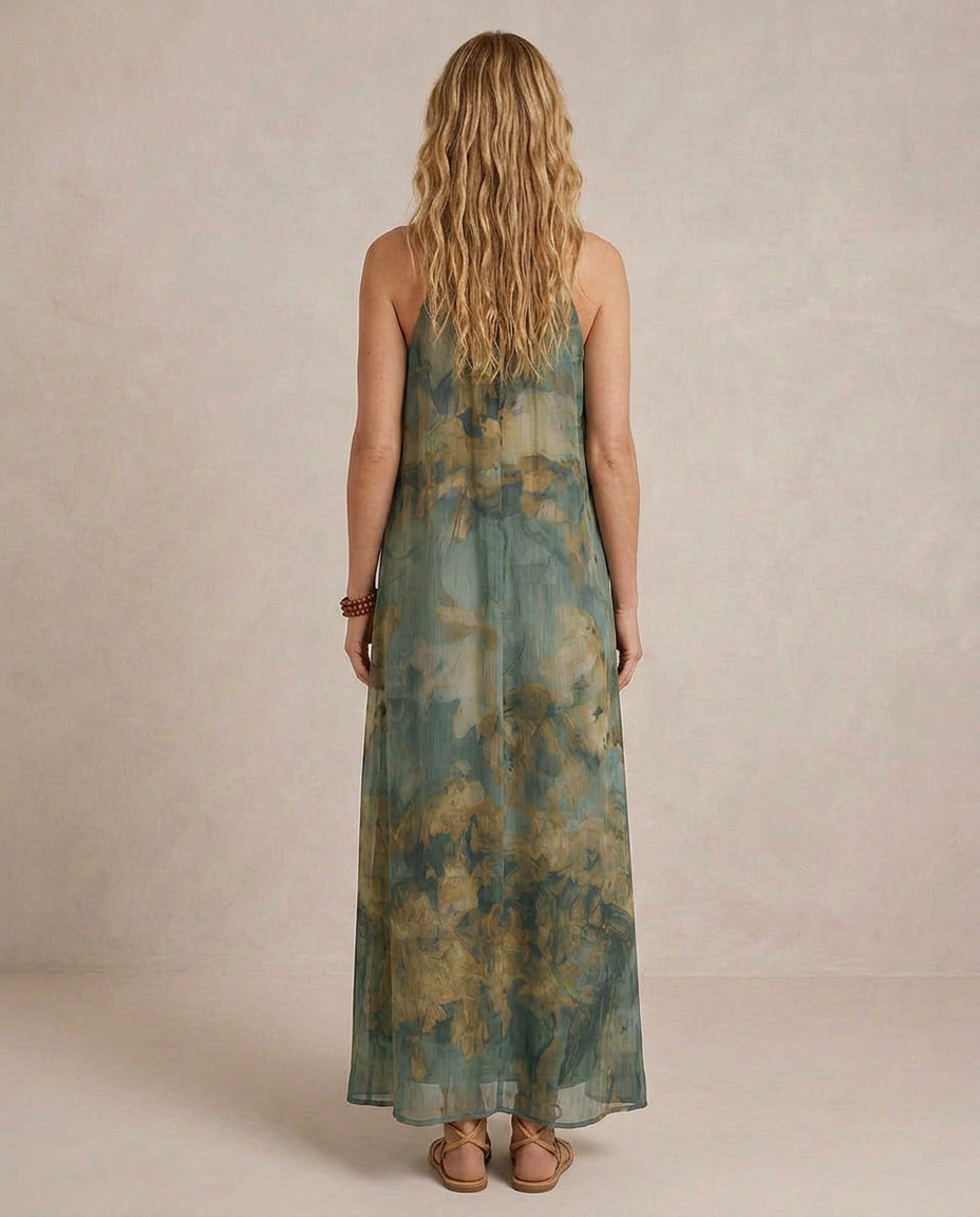 Flora - Boho maxikjole i blomstret chiffon
