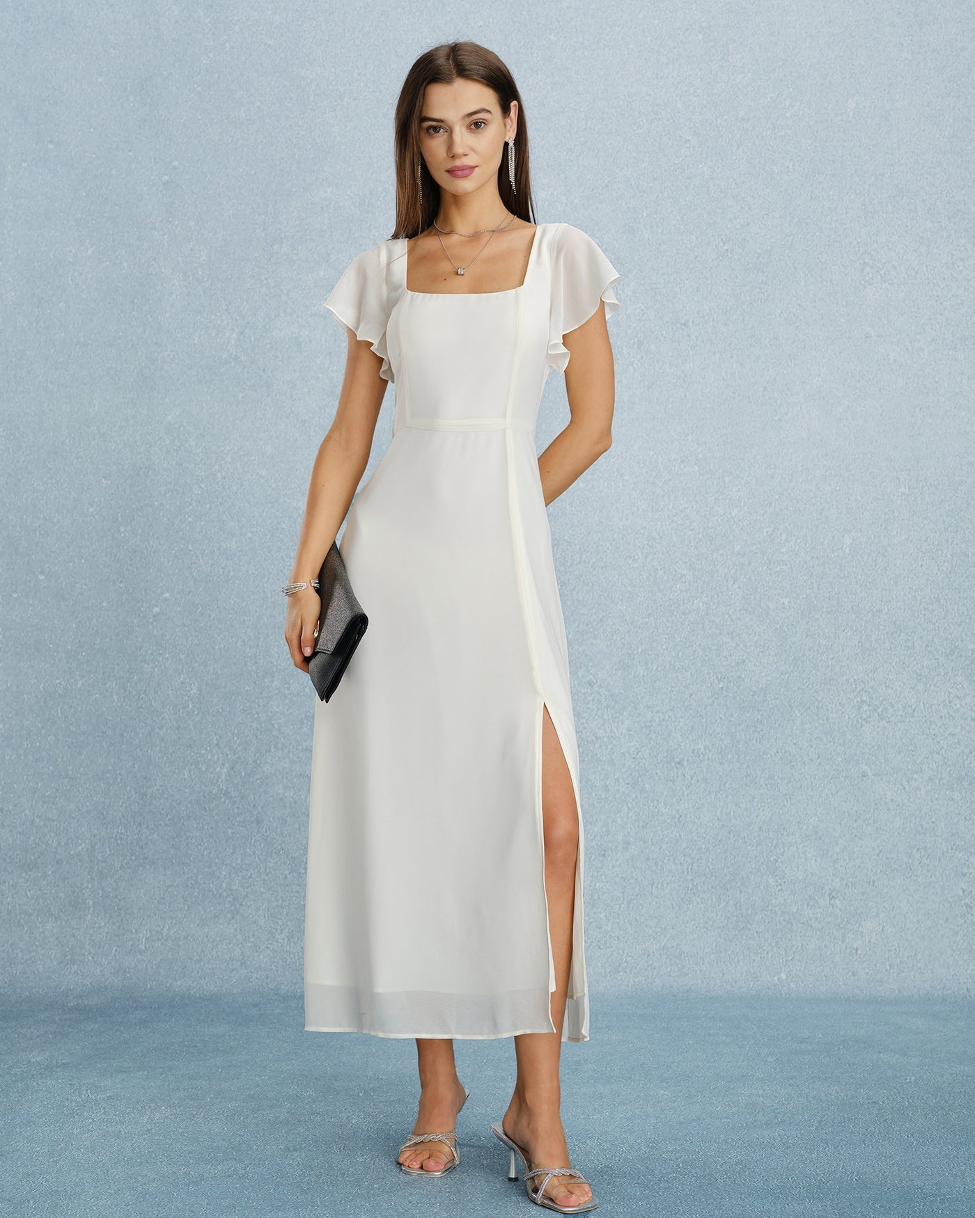 Liliana - Vestido Longo com Decote Quadrado